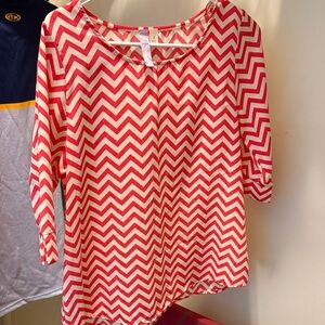 Alya Red and White Chevron Blouse